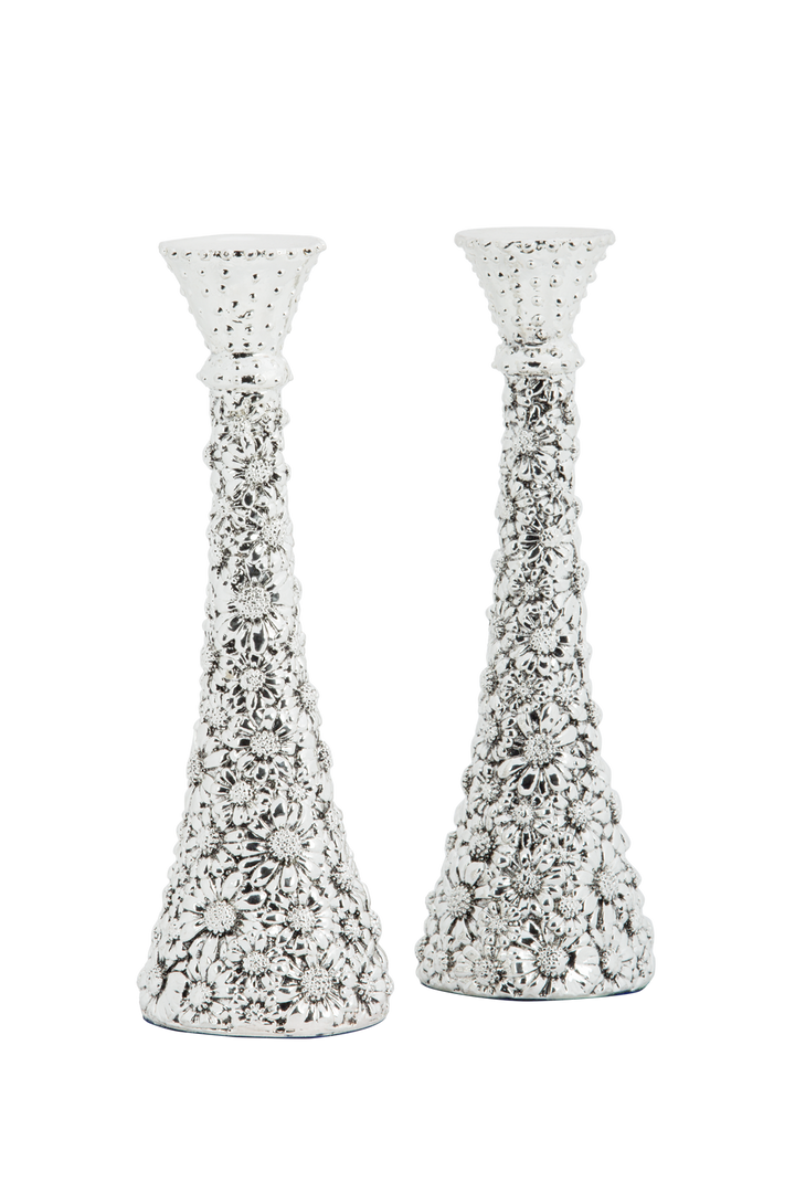 Silver Flower Vase Pair