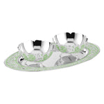 Load image into Gallery viewer, Oval MOP Tray Medium With Set Of 2 Pastel Bowls - Sea Green
