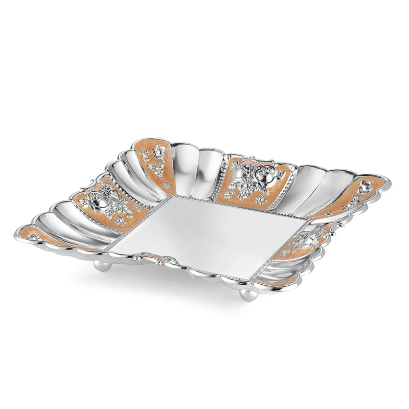 Square Enamel Tray - Peach