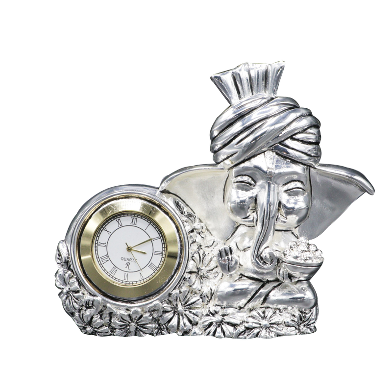 Silver Plated Ganesha Clock