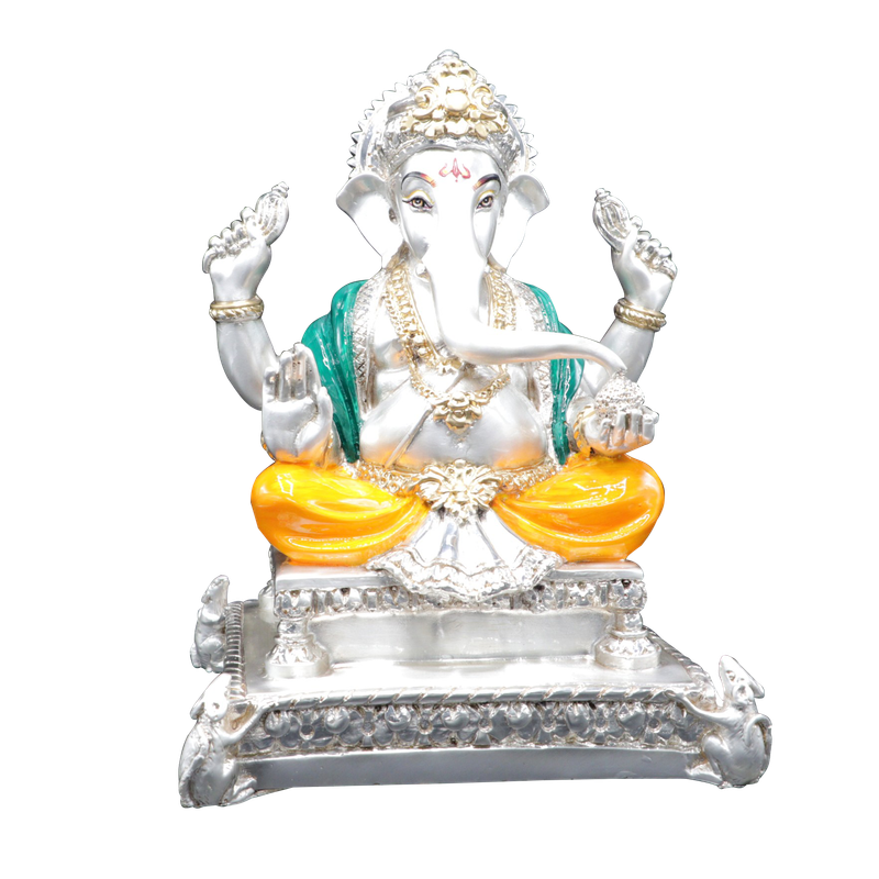 Silver Plated CHARBHUJA GANESHA