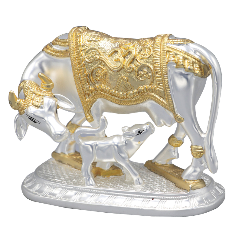 Majestic Silver Plated Cow & Calf Golden