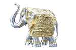 Load image into Gallery viewer, Silver Plated Elephant with Golden Finish

