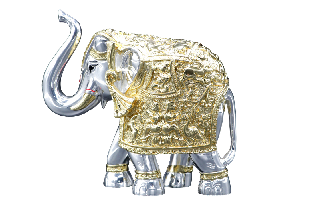 Silver Plated Elephant with Golden Finish